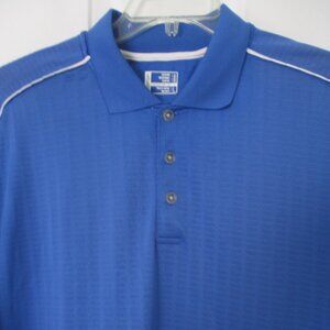 Slazenger Mens S/S Blue Stretch Golf Polo Shirt - Size Large
